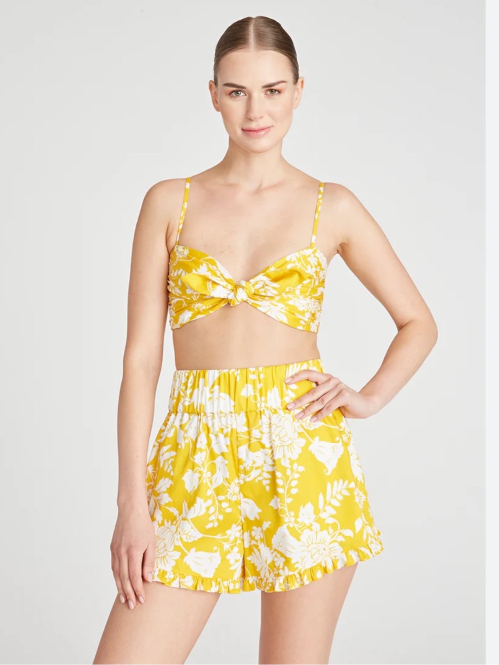 AMUR Yellow & White Floral Two-Piece Set